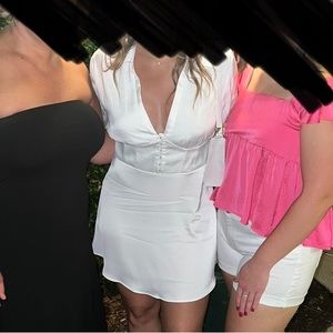 WHITE - Urban Outfitters - Phoebe Corseted Shirt Dress - Large